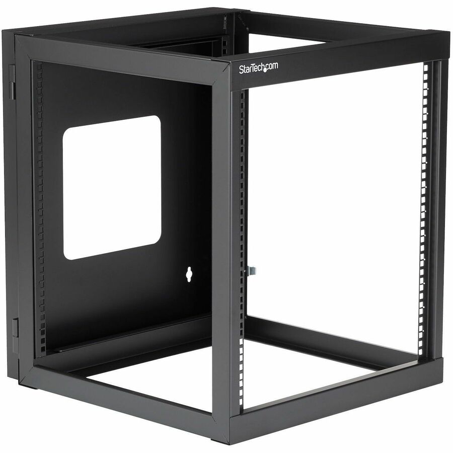 StarTech.com 4-Post 12U Hinged Wall-Mount Network Rack, 19" Open Frame Server Rack, Wall Mount Data Rack for IT Computer Equipment, TAA~