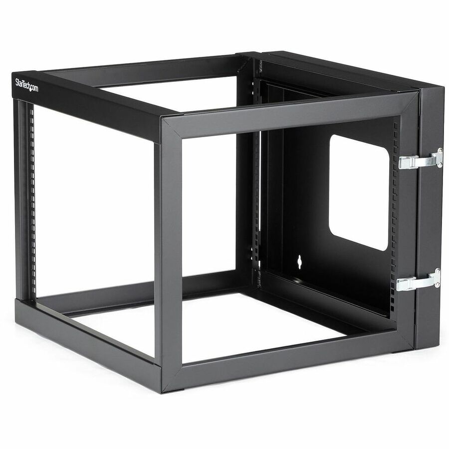 StarTech.com 4-Post 8U Hinged Wall-Mount Network Rack, 19" Open Frame Server Rack, Wall Mount Data Rack for IT Computer Equipment, TAA~