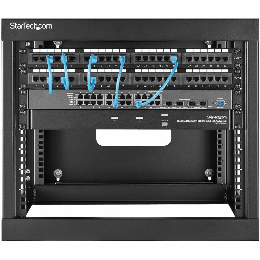 StarTech.com 4-Post 8U Hinged Wall-Mount Network Rack, 19" Open Frame Server Rack, Wall Mount Data Rack for IT Computer Equipment, TAA~