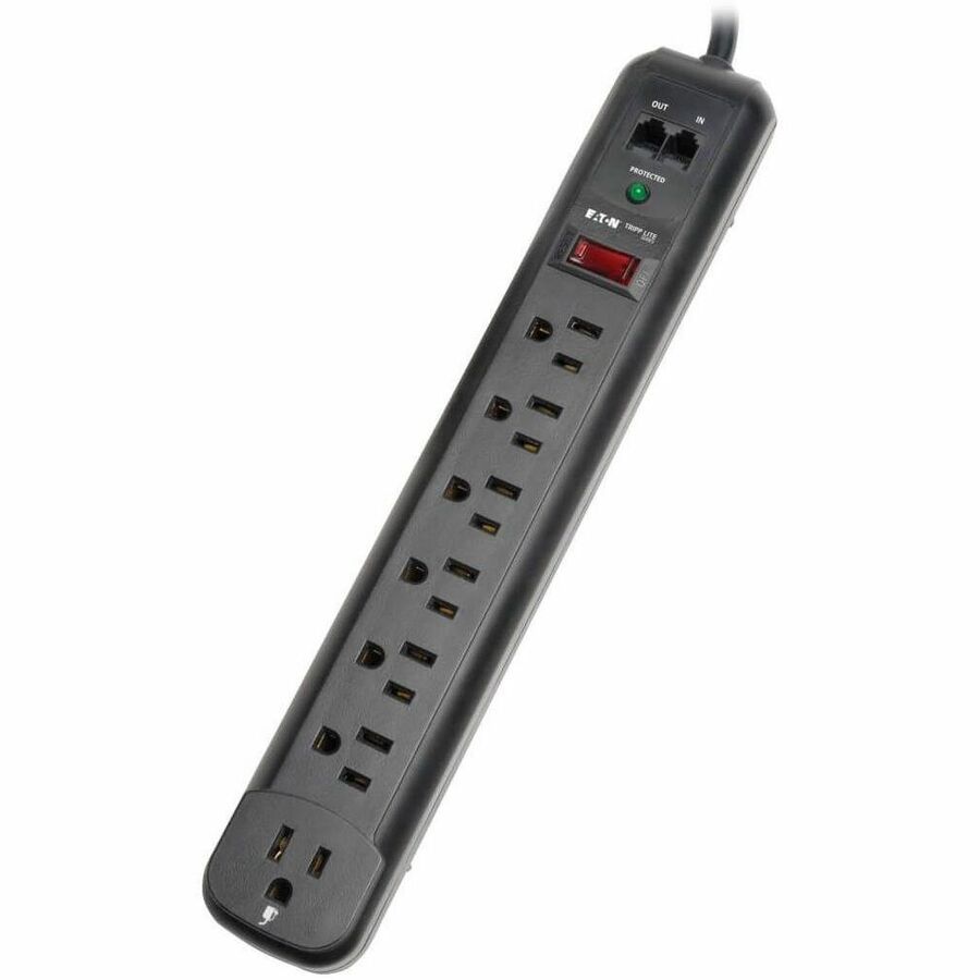 Eaton Tripp Lite Series Protect It! 7-Outlet Surge Protector, 6 ft. (1.83 m) Cord, 1080 Joules, Modem/Fax Protection, Black Housing