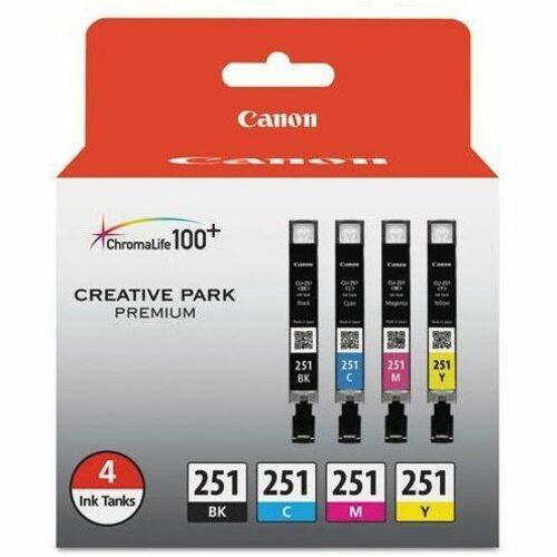 Canon CLI-251 BK/CMY Standard Yield Inkjet Ink Cartridge - Value Pack - Cyan, Magenta, Yellow, Black - 4 / Pack