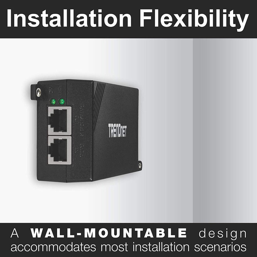 TRENDnet Gigabit Power Over Ethernet Plus Injector, Converts Non-Poe Gigabit To Poe+ Or PoE Gigabit, Supplies PoE (15.4W) Or PoE+ (30W) Power Network Distances Up To 100M (328 ft.), Black, TPE-115GI