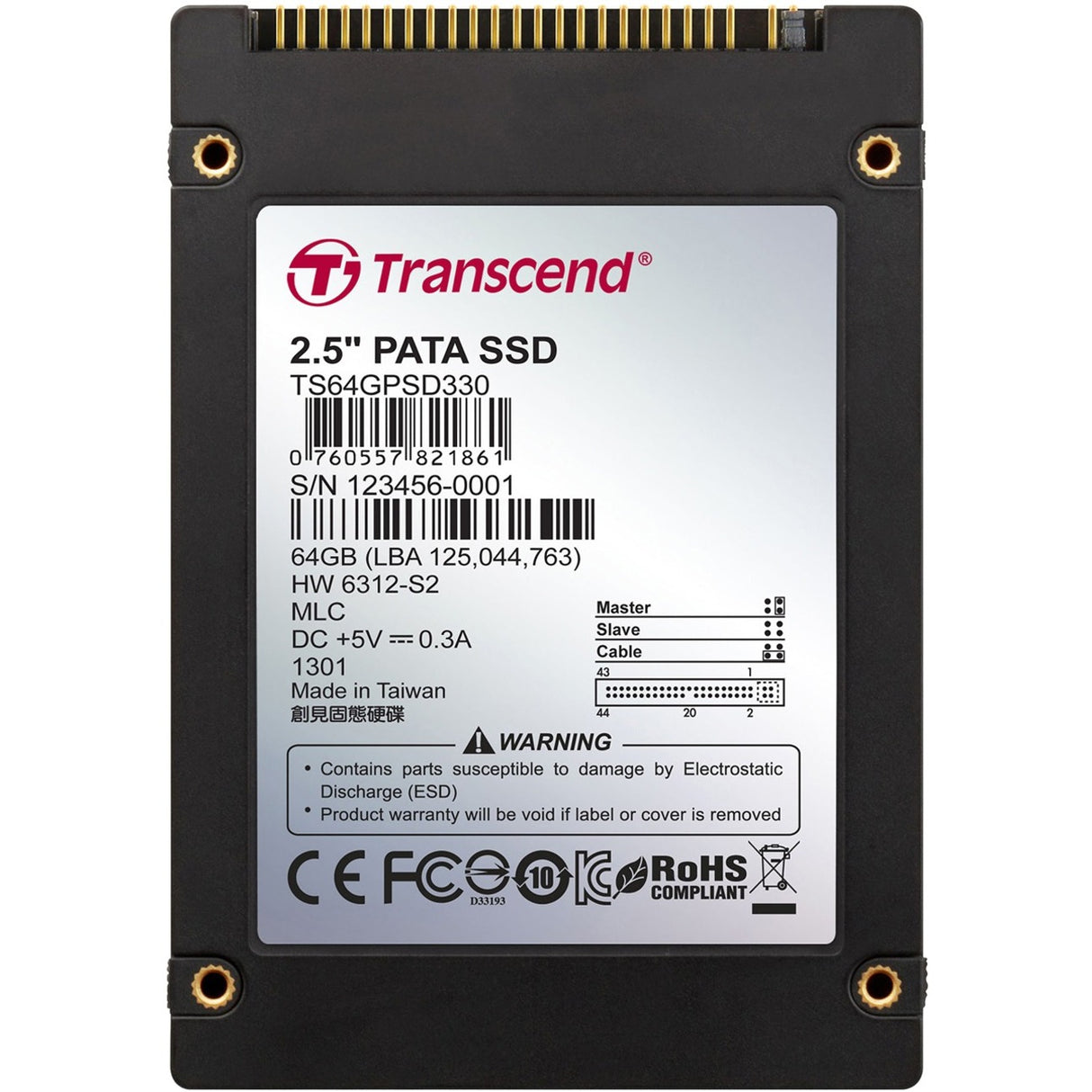 Transcend PSD330 64 GB Solid State Drive - 2.5" Internal - IDE
