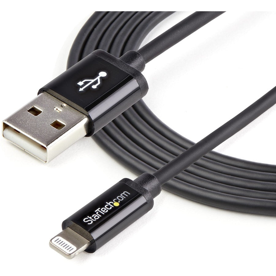 StarTech.com 2m (6ft) Long Black Apple® 8-pin Lightning Connector to USB Cable for iPhone / iPod / iPad