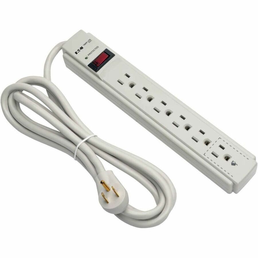 Eaton Tripp Lite Series Protect It! 6-Outlet Surge Protector, 8 ft. (2.43 m) Cord, 990 Joules, Low-Profile Right-Angle 5-15P plug