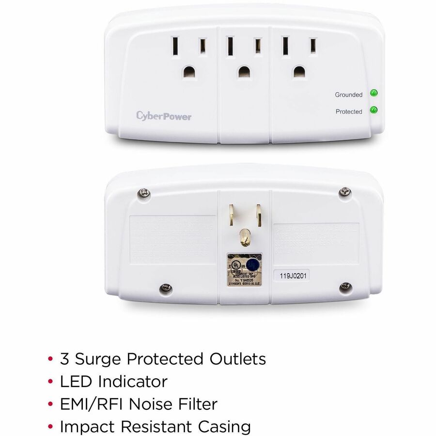 CyberPower CSB300W Essential 3 - Outlet Surge with 900 J