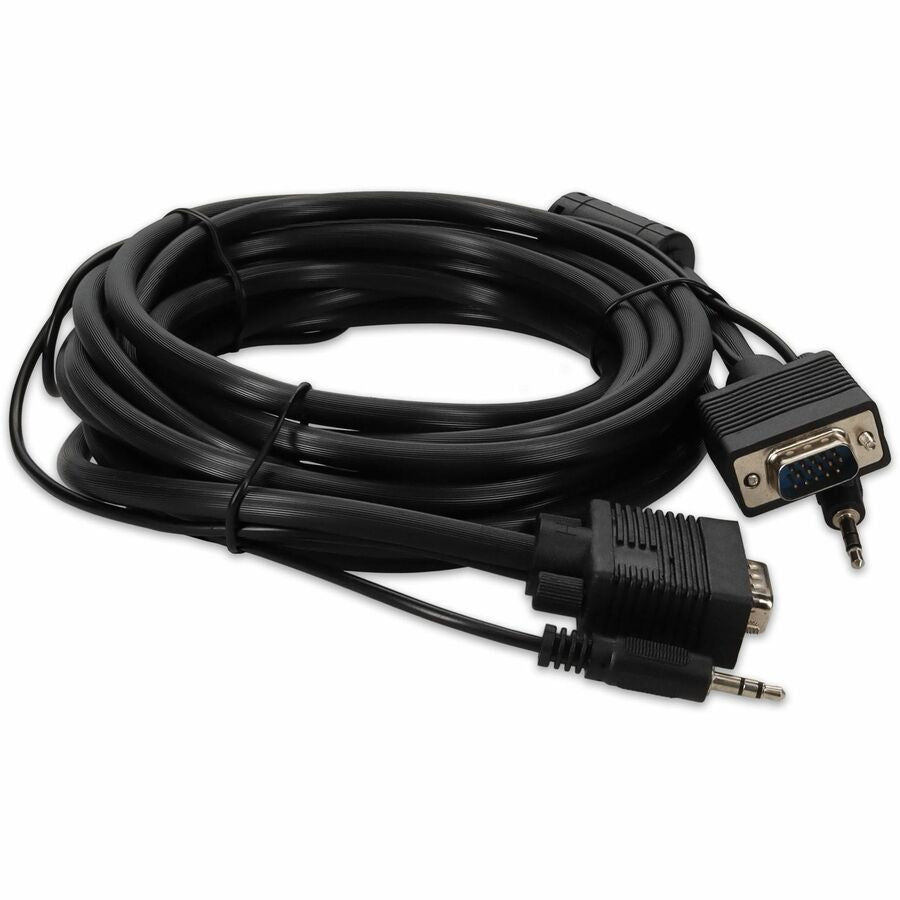 5PK 15ft VGA Male to VGA Male Black Cables Which Includes 3.5mm Audio Port For Resolution Up to 1920x1200 (WUXGA)
