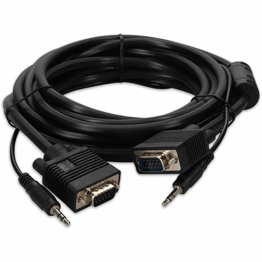 5PK 15ft VGA Male to VGA Male Black Cables Which Includes 3.5mm Audio Port For Resolution Up to 1920x1200 (WUXGA)