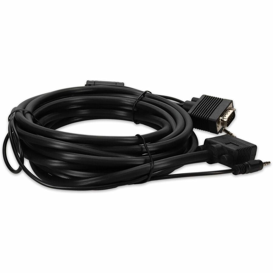 5PK 15ft VGA Male to VGA Male Black Cables Which Includes 3.5mm Audio Port For Resolution Up to 1920x1200 (WUXGA)
