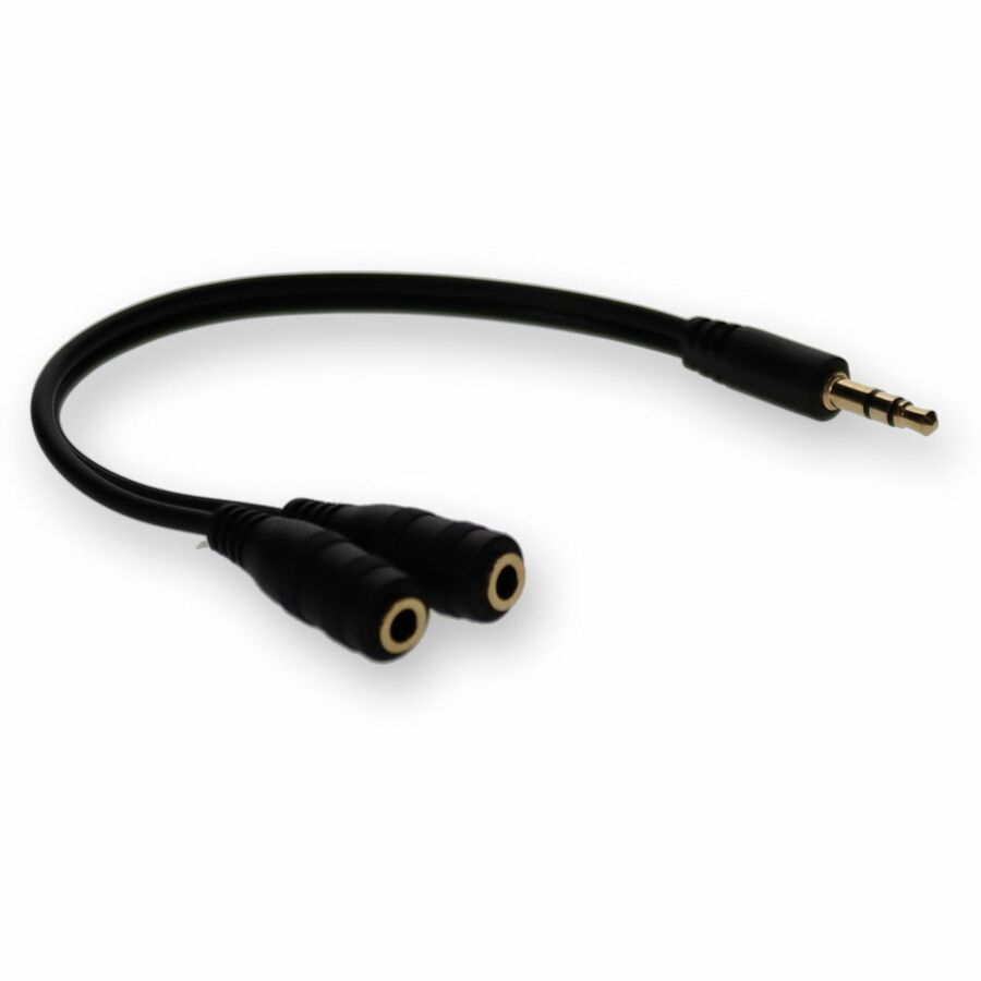 5PK 3.5mm Audio Input Male to 2x3.5mm Audio Output Female Black Adapters