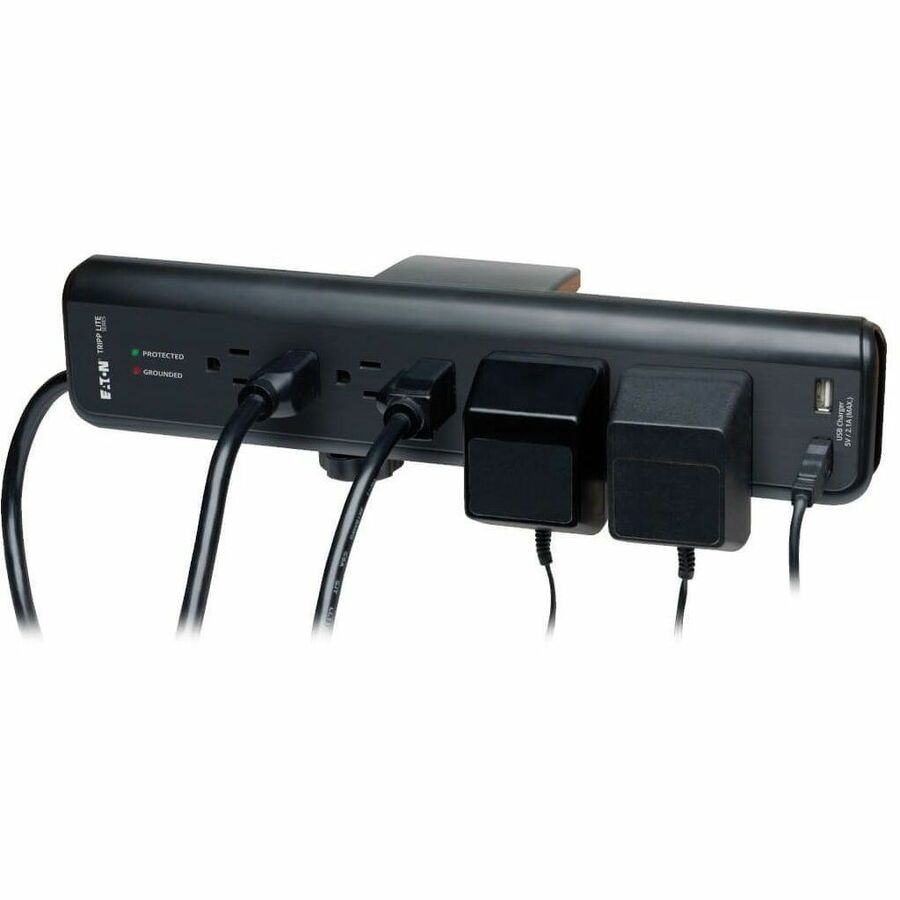 Eaton Tripp Lite Series Protect It! 6-Outlet Clamp-Mount Surge Protector, 6 ft. (1.83 m) Cord, 2100 Joules, 2 x USB Charging ports (2.1A total)