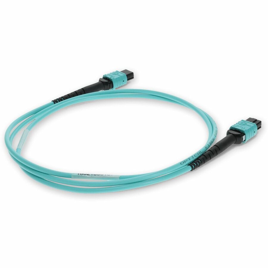 AddOn 3m MPO (Female) to MPO (Female) 12-Strand Aqua OM3 Straight Fiber OFNR (Riser-Rated) Patch Cable