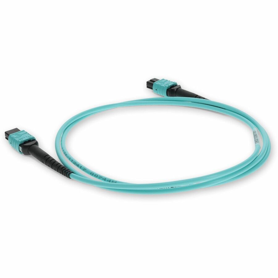AddOn 3m MPO (Female) to MPO (Female) 12-Strand Aqua OM3 Straight Fiber OFNR (Riser-Rated) Patch Cable