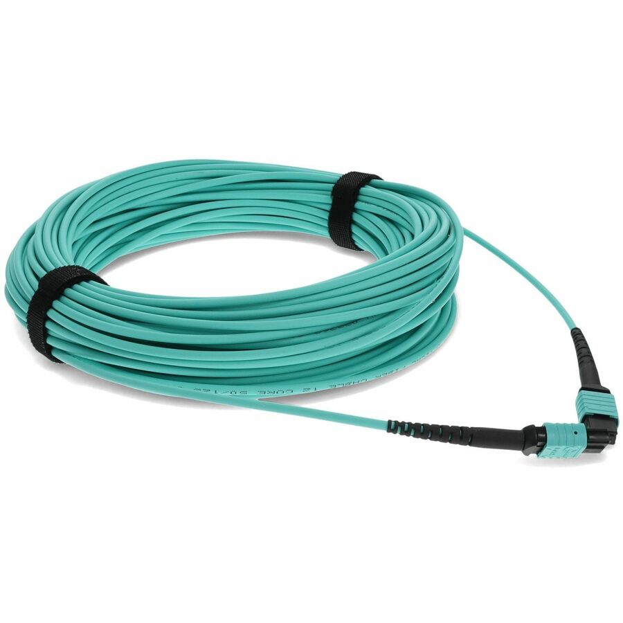 AddOn 50m MPO (Female) to MPO (Female) 12-Strand Aqua OM3 Straight Fiber OFNR (Riser-Rated) Patch Cable