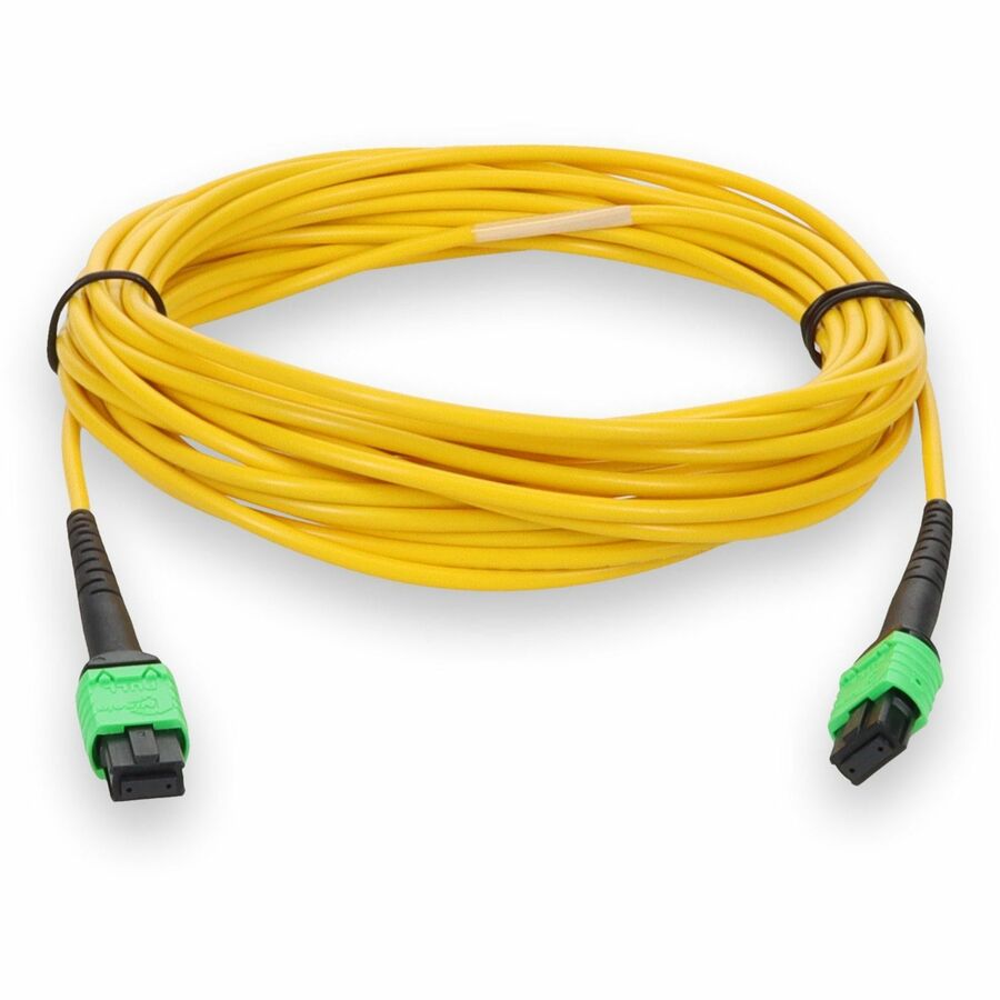 AddOn 3m MPO (Female) to MPO (Female) 12-Strand Yellow OS2 Crossover Fiber OFNR (Riser-Rated) Patch Cable
