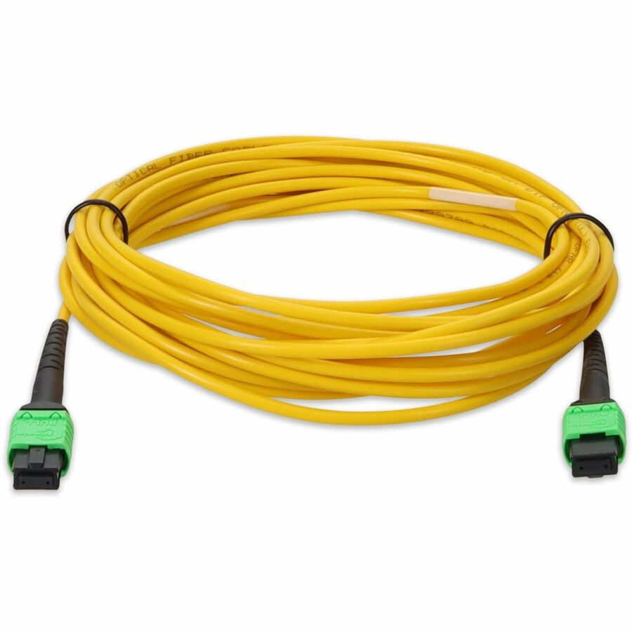 AddOn 3m MPO (Female) to MPO (Female) 12-Strand Yellow OS2 Straight Fiber OFNR (Riser-Rated) Patch Cable