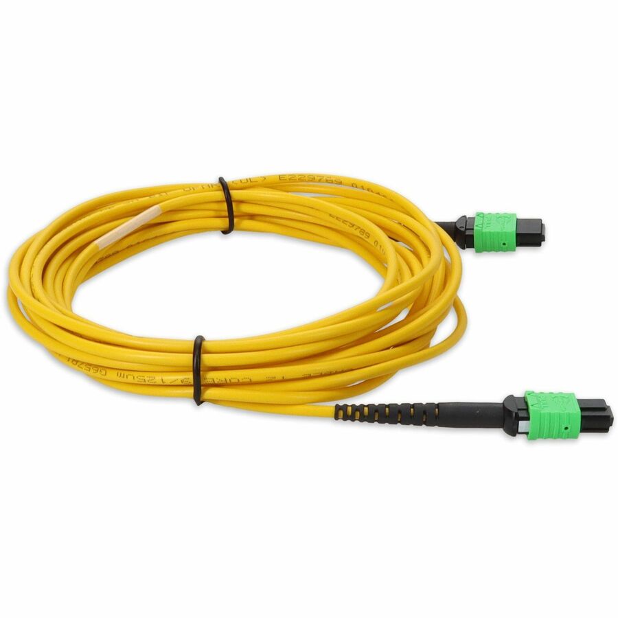 AddOn 5m MPO (Female) to MPO (Female) 12-Strand Yellow OS2 Straight Fiber OFNR (Riser-Rated) Patch Cable