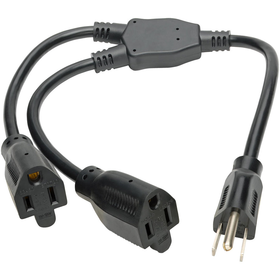 Eaton Tripp Lite Series Extension Cord Y Splitter, NEMA 5-15P to 2x NEMA 5-15R - 13A, 120V, 16 AWG, 18-in. (45.72 cm), Black
