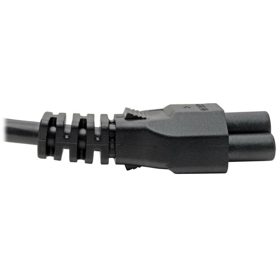 Eaton Tripp Lite Series 3-Slot Power Cord, NEMA 5-15P to C5 - Laptop/Notebook, 10A, 125V, 18 AWG, 10 ft. (3.05 m), Black