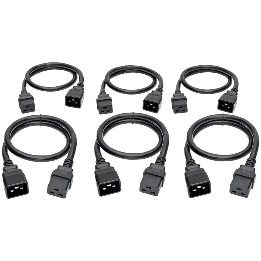 Eaton Tripp Lite Series Power Extension Cord, C19 to C20 - Heavy-Duty, 20A, 250V, 12 AWG, 2 ft. (0.61 m), Black, 6-Pack