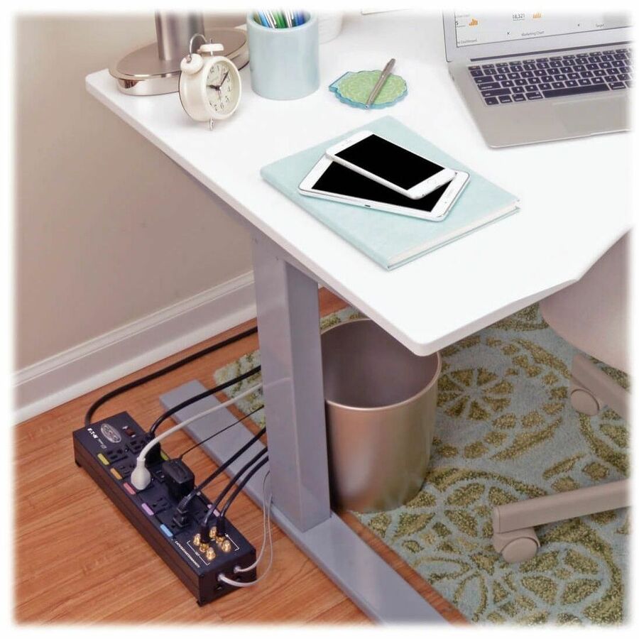 Eaton Tripp Lite Series Isobar 10-Outlet Home/Business Theater Surge Protector, 8 ft. Cord with Right-Angle Plug, 3840 Joules, LEDs, Metal Housing