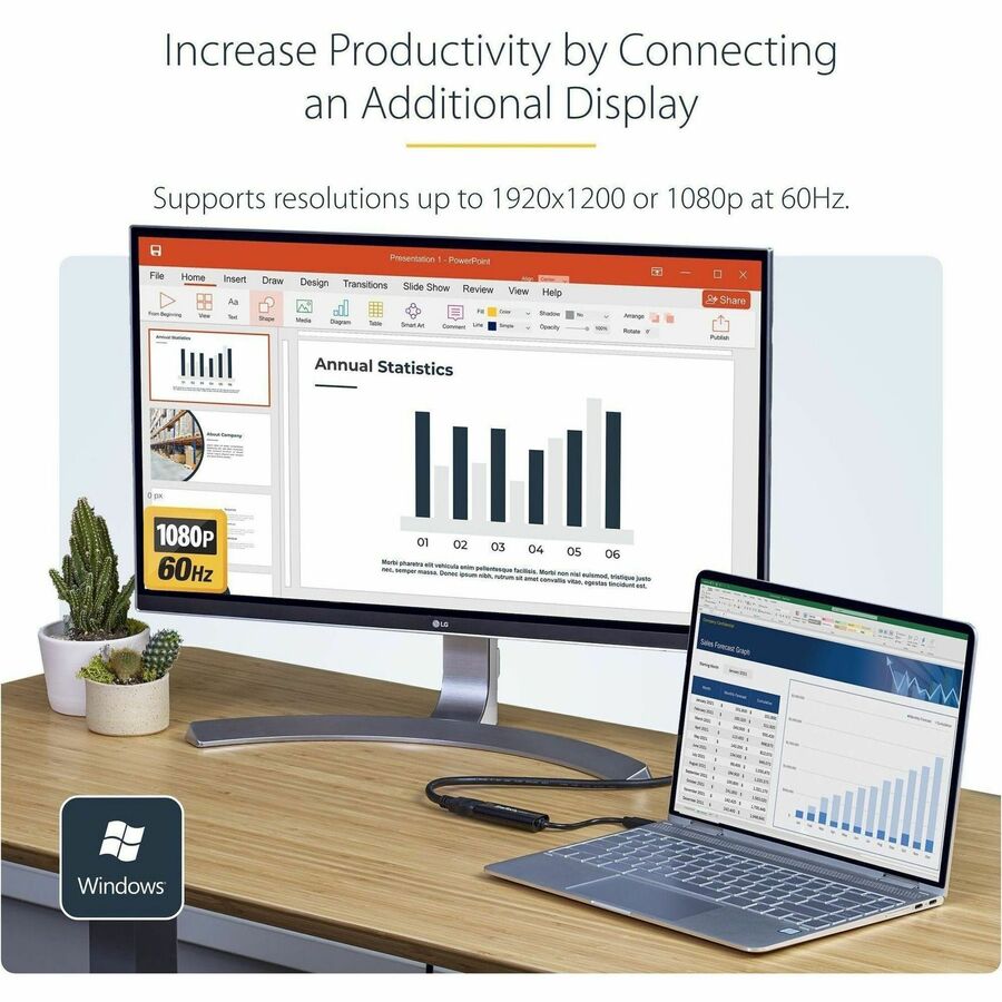 StarTech.com USB 3.0 to HDMI Adapter, USB to HDMI Monitor Converter for Windows, 1080P (no support for macOS/ChromeOS/Linux) - TAA