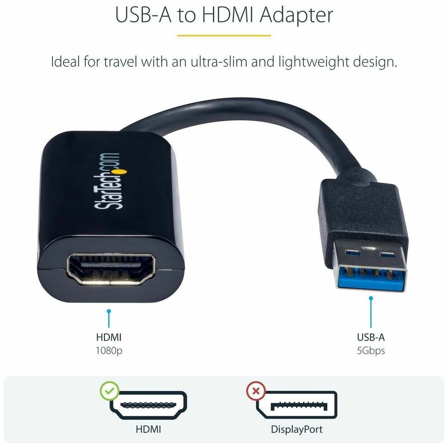 StarTech.com USB 3.0 to HDMI Adapter, USB to HDMI Monitor Converter for Windows, 1080P (no support for macOS/ChromeOS/Linux) - TAA