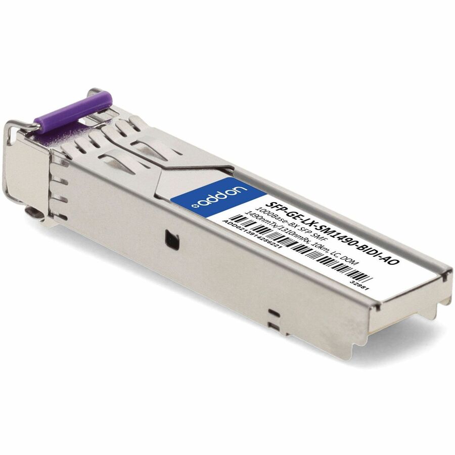 AddOn Huawei SFP-GE-LX-SM1490-BIDI Compatible TAA Compliant 1000Base-BX SFP Transceiver (SMF, 1490nmTx/1310nmRx, 10km, LC, DOM)