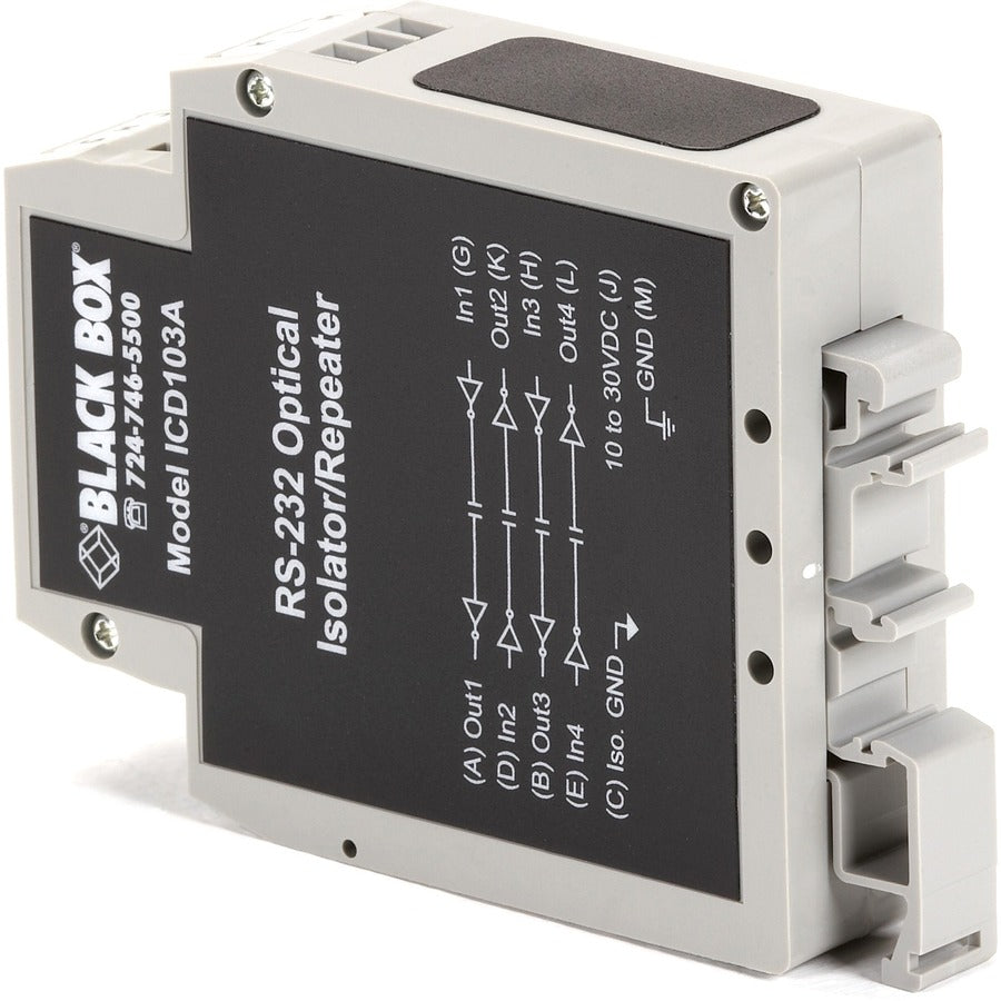 Black Box DIN Rail Repeater with Opto-Isolation, RS-232