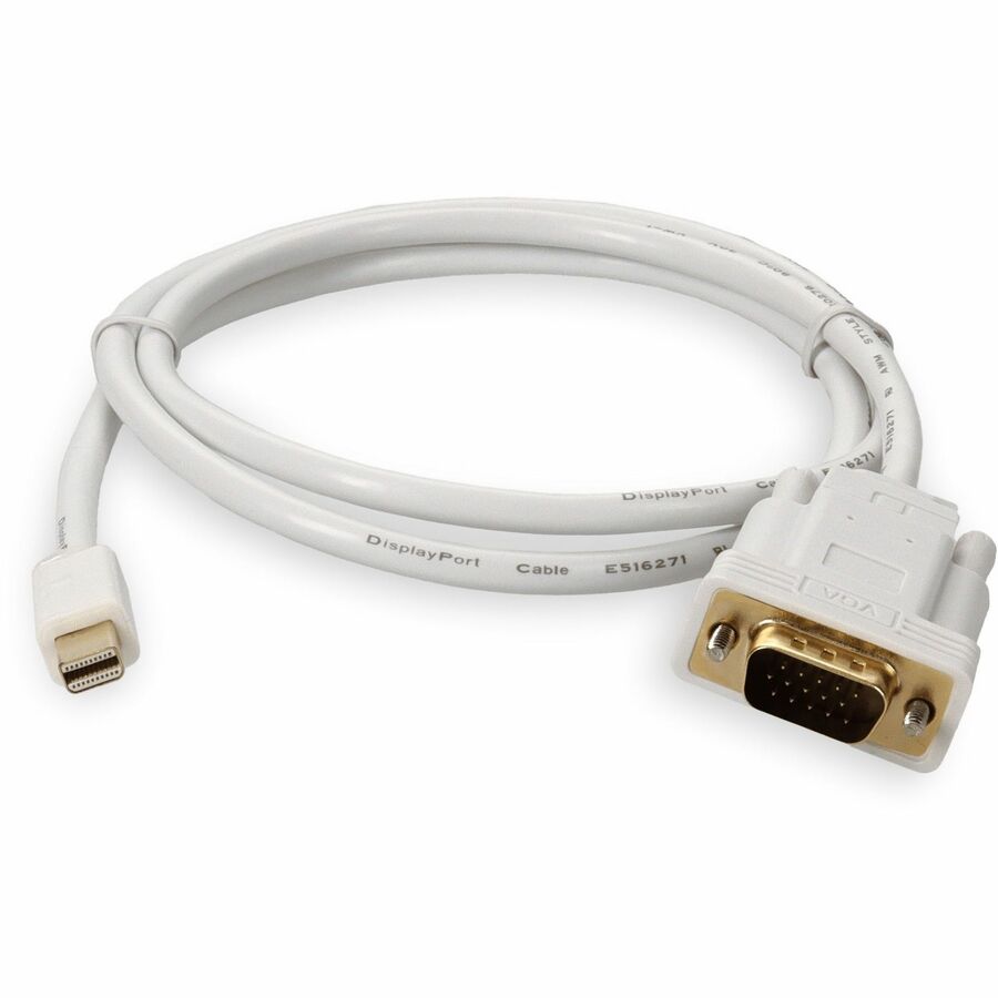 5PK 3ft Mini-DisplayPort 1.1 Male to VGA Male White Cables For Resolution Up to 1920x1200 (WUXGA)