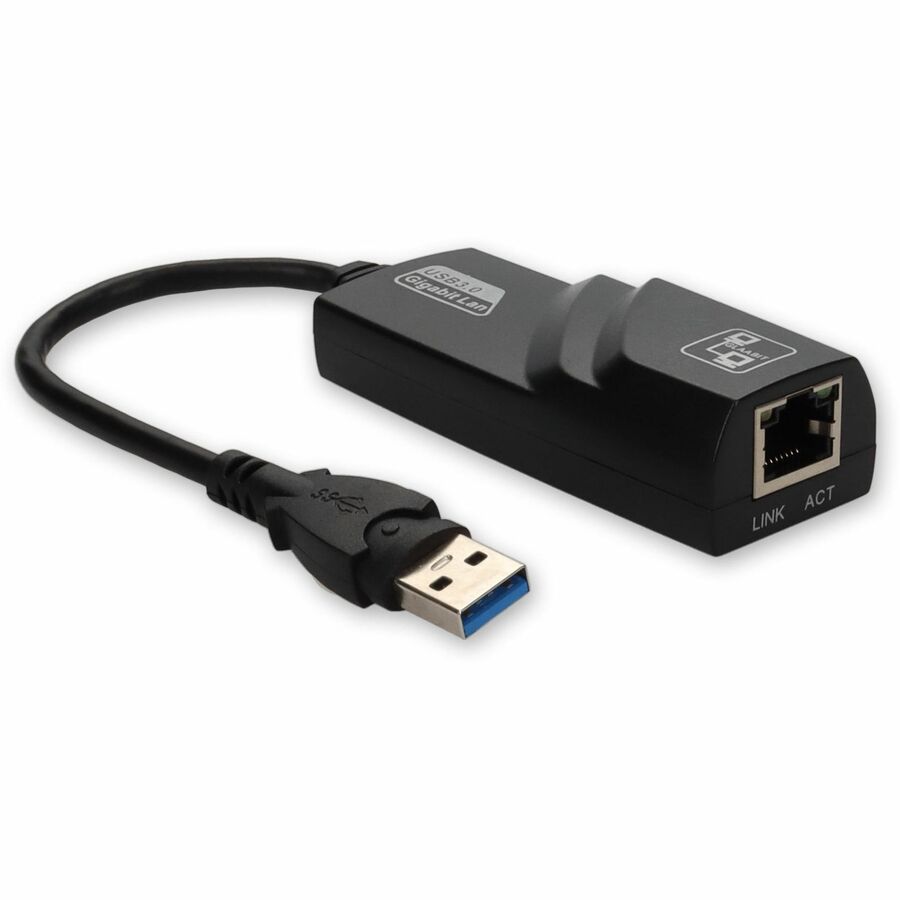 AddOn USB 3.0 (A) Male to RJ-45 Female Gray & Black Adapter