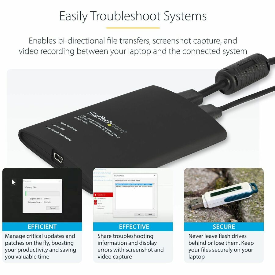 StarTech.com USB Crash Cart Adapter with File Transfer & Video Capture at 1920 x1200 60Hz, TAA