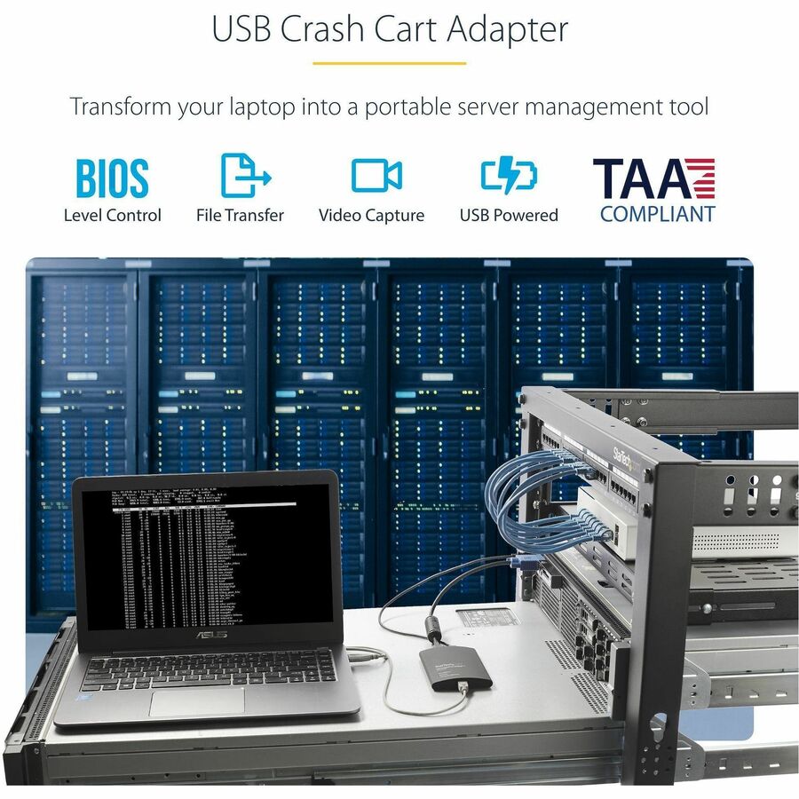 StarTech.com USB Crash Cart Adapter with File Transfer & Video Capture at 1920 x1200 60Hz, TAA