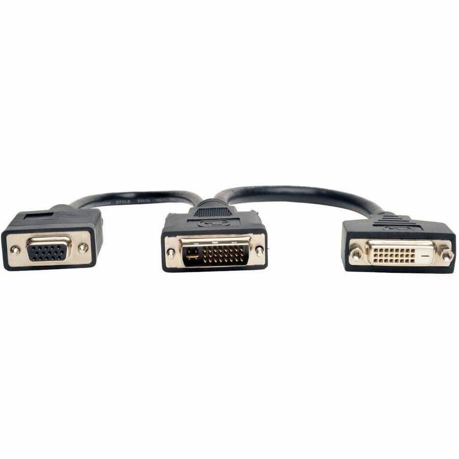 Eaton Tripp Lite Series DVI Y Splitter Cable, Digital and VGA Monitors (DVI-I M to DVI-D F and HD15 F) 6-in. (15.24 cm)