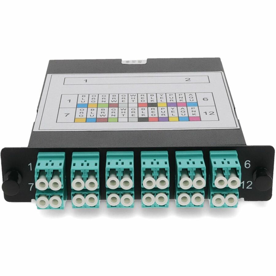 AddOn Cassette for 3-Bay Patch Panel, 2 MPO In, 24 LC Duplex Out, Multi-mode Duplex OM3