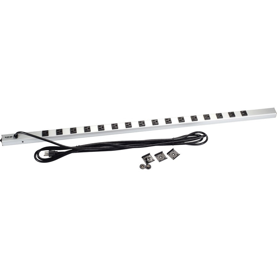 Black Box Vertical Rackmount Power Strip - 120VAC, 15A, 5-15R, 16-Outlet, 15-ft. NEMA 5-15P Cord