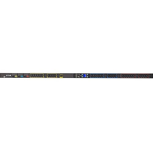 Eaton Metered Input rack PDU, 0U, L14-30P input, 5.76 kW max, 120/240V, 24A, 10 ft cord, Split-phase, Outlets: (8) 5-20R, (20) C13 Outlet grip, (6) C19 Outlet grip