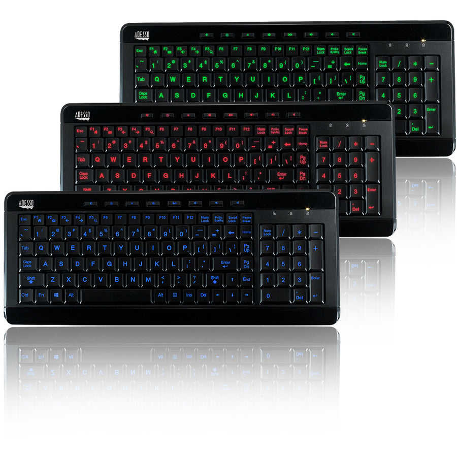 Adesso 3-Color Illuminated Compact Multimedia Keyboard