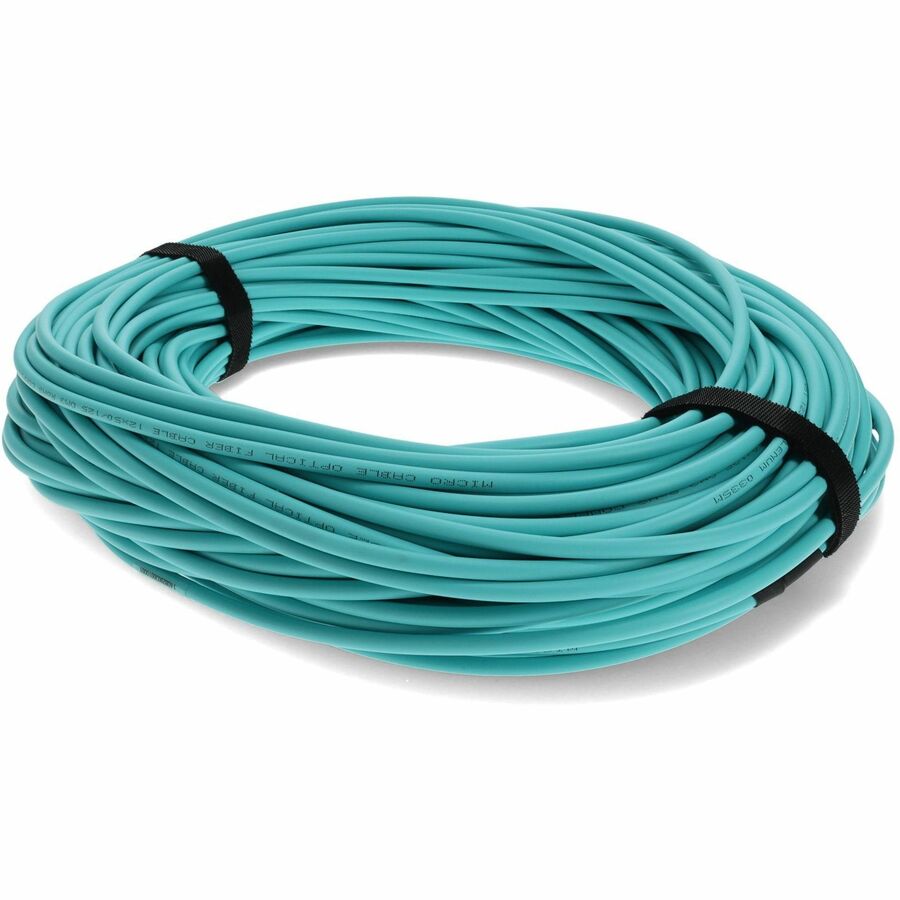 AddOn 50m MPO (Male) to MPO (Male) 12-Strand Aqua OM4 Straight Fiber OFNR (Riser-Rated) Patch Cable