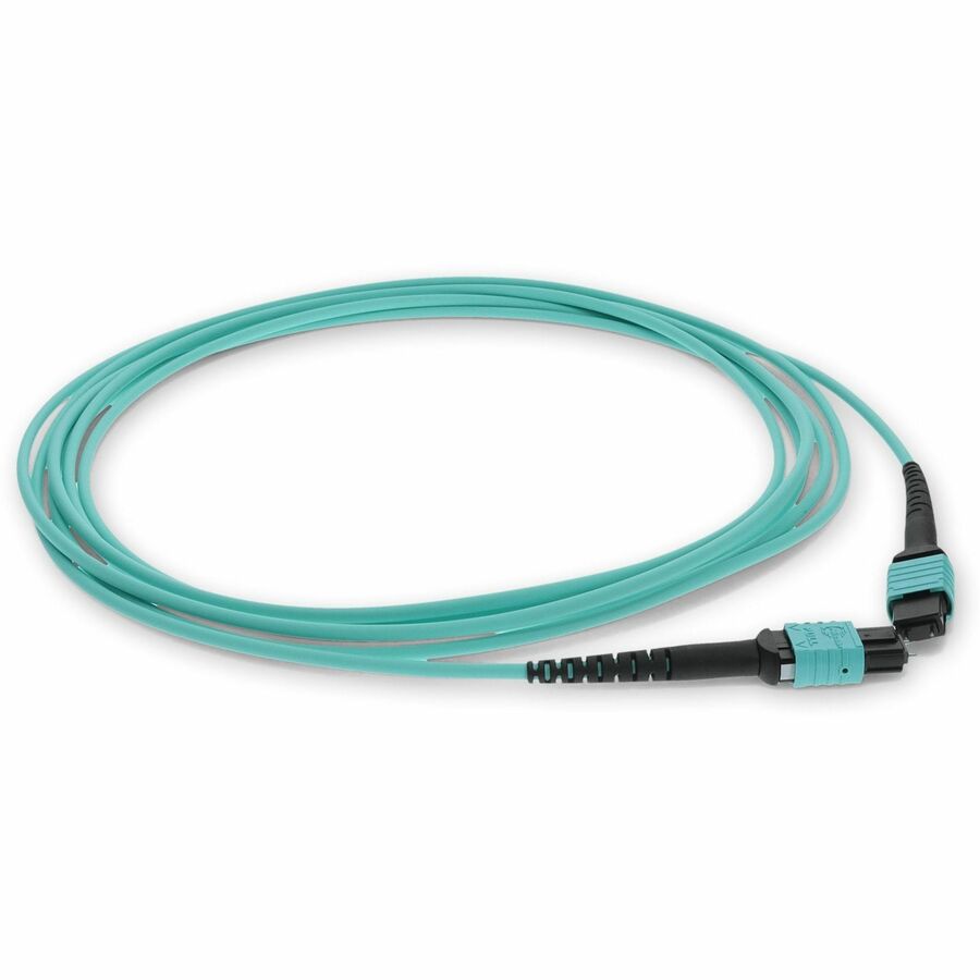 AddOn 5m MPO (Male) to MPO (Male) 12-Strand Aqua OM4 Straight Fiber OFNR (Riser-Rated) Patch Cable