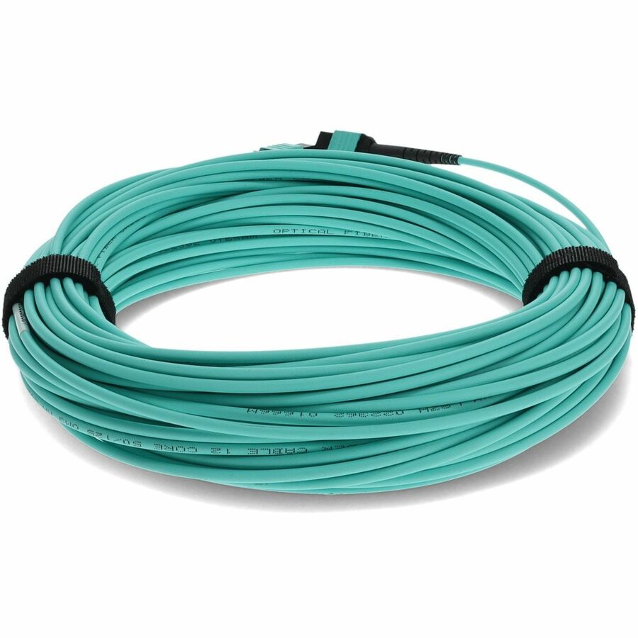 AddOn 50m MPO (Female) to MPO (Female) 12-Strand Aqua OM4 Straight Fiber OFNR (Riser-Rated) Patch Cable