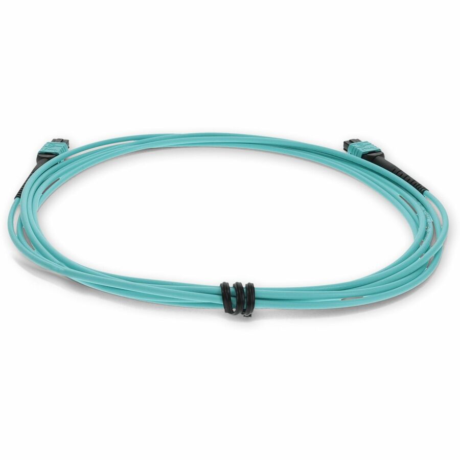 AddOn 5m MPO (Male) to MPO (Male) 12-Strand Aqua OM4 Crossover Fiber OFNR (Riser-Rated) Patch Cable