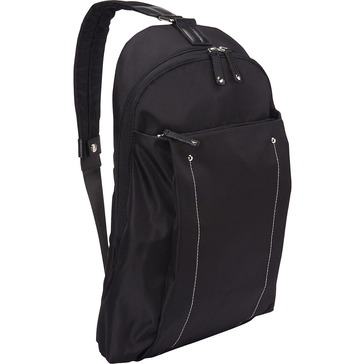 WIB Miami City Slim Backpack for up-to 14.1" Notebook , Tablet, eReader - Black - Twill Polyester