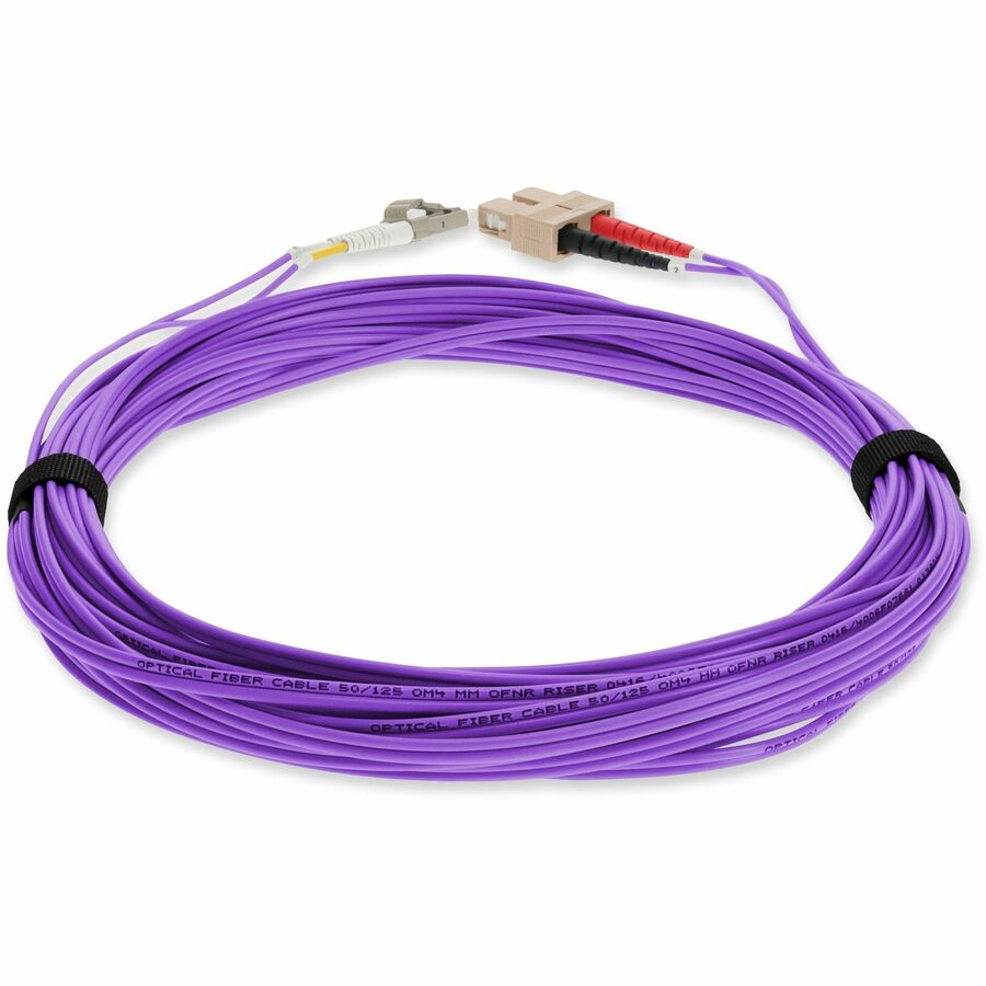 AddOn 3m LC (Male) to SC (Male) Straight Violet OM3 Duplex Fiber OFNR (Riser-Rated) TAA Compliant Patch Cable