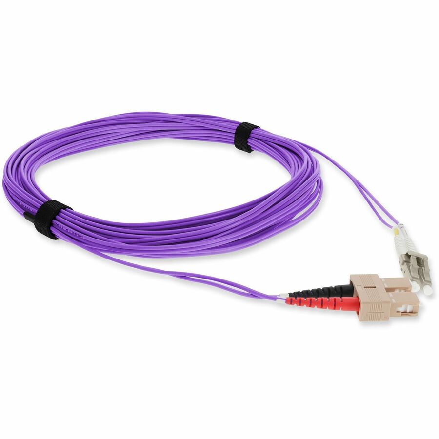 AddOn 5m LC (Male) to SC (Male) Straight Violet OM3 Duplex Fiber OFNR (Riser-Rated) TAA Compliant Patch Cable