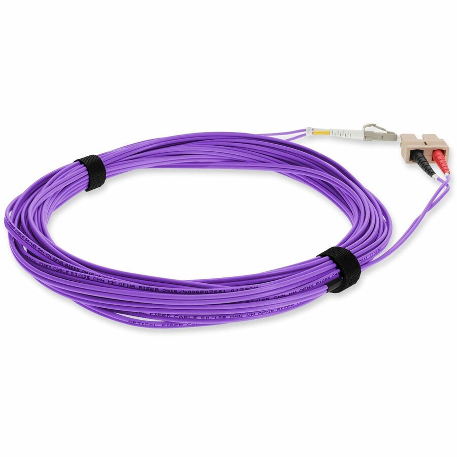 AddOn 5m LC (Male) to SC (Male) Straight Violet OM3 Duplex Fiber OFNR (Riser-Rated) TAA Compliant Patch Cable