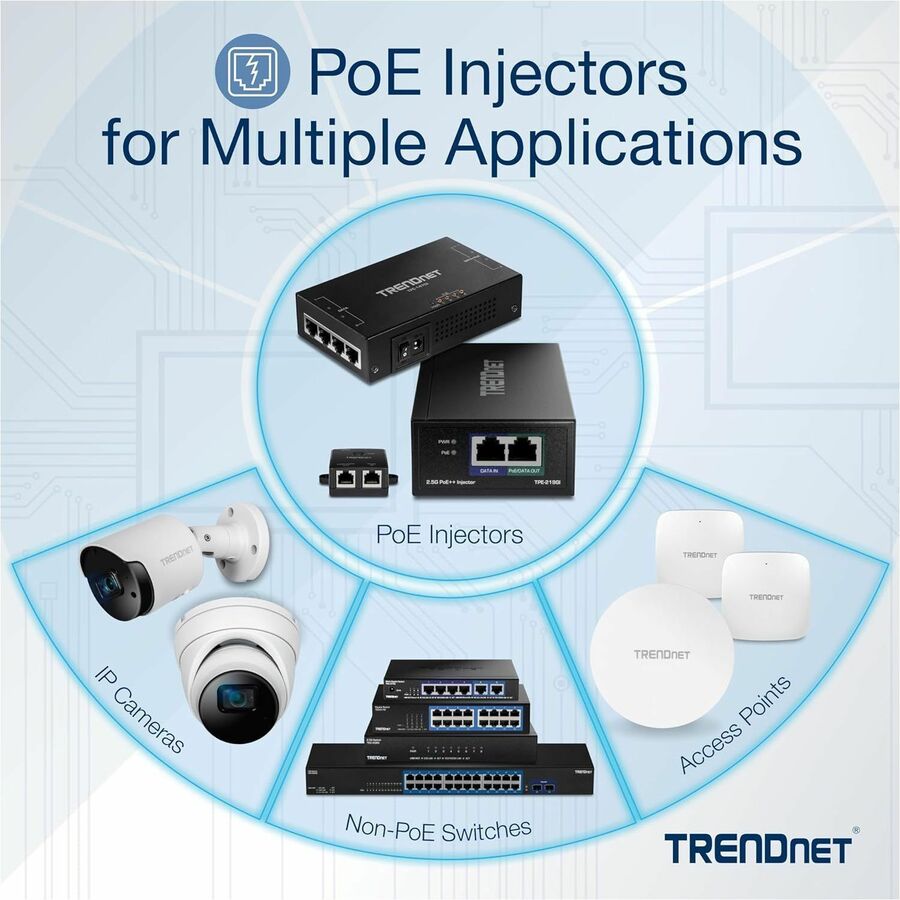 TRENDnet Gigabit PoE Splitter, 1 x Gigabit PoE Input Port, 1 x Gigabit Output Port, Up to 100m (328 ft), Supports 5V, 9V, 12V Devices, 802.3af PoE Compatible, PoE Powered, Black, TPE-104GS