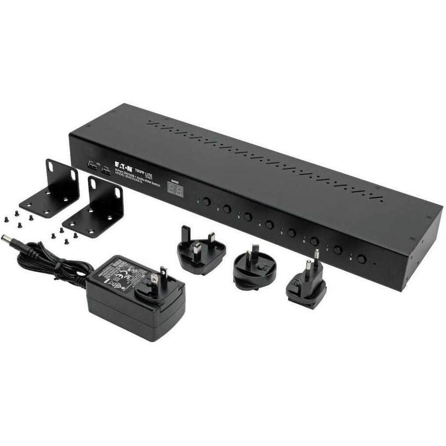 Eaton Tripp Lite Series 8-Port 1U Rack-Mount DVI / USB KVM Switch with Audio and 2-port USB Hub