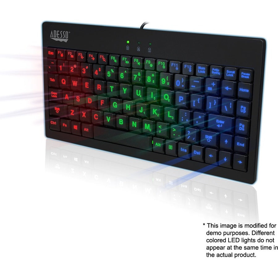 Adesso 3-Color Illuminated Mini Keyboard