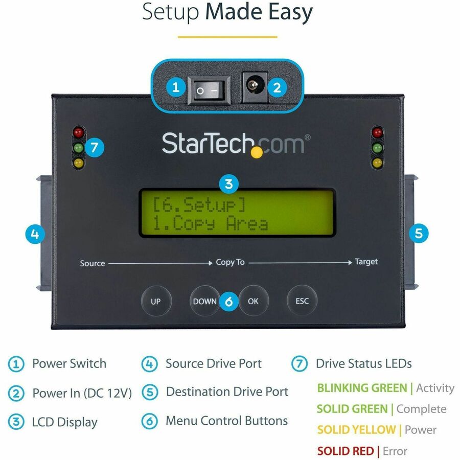 StarTech.com Standalone 2.5 / 3.5"? SATA Hard Drive Duplicator w/ Multi HDD / SSD Image Backup Library